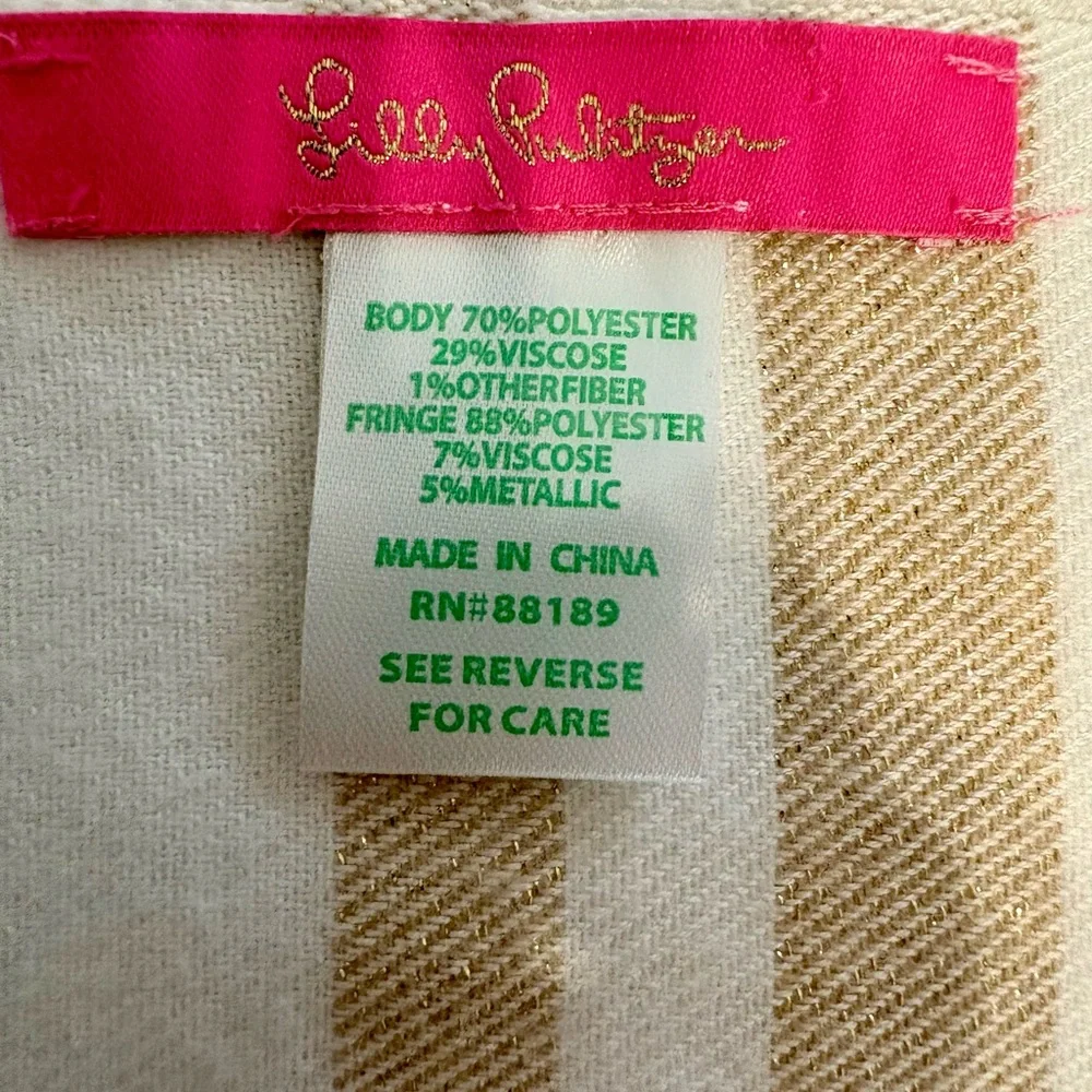 Lilly Pulitzer Cream and Tan Striped Scarf - Picture 3 of 4
